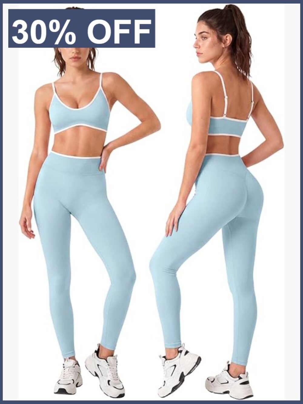 Seamless Color Block Sports Bra and Scrunch Butt Lifting Leggings Set